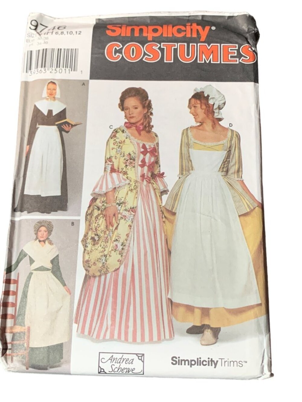 Simplicity Costumes 9746 Sewing Pattern Colonial Size 6-8-10-12 Uncut